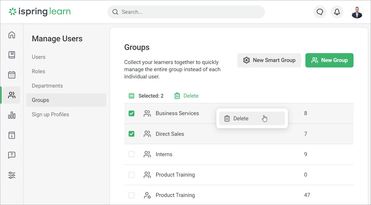 Deleting Groups