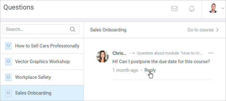 Course Questions in the Admin Portal