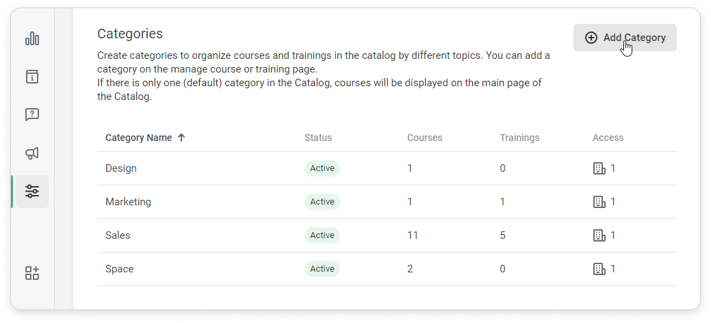 Managing Categories
