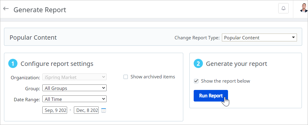 Run Report Buttons Running a Report