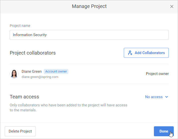 Adding a Project