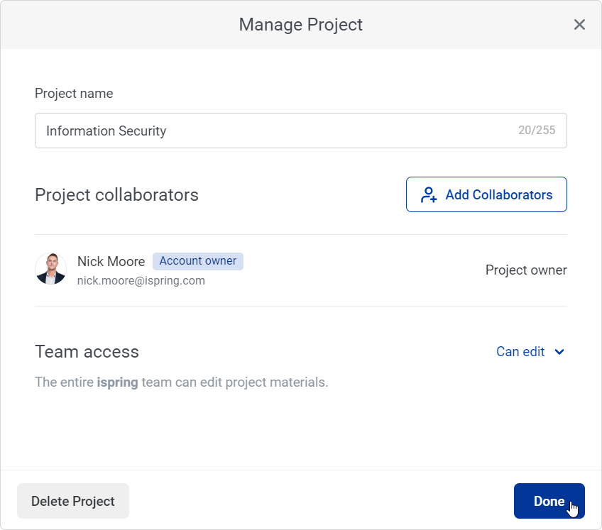 Adding a Project
