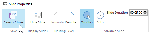 Setting Slide Advance Settings