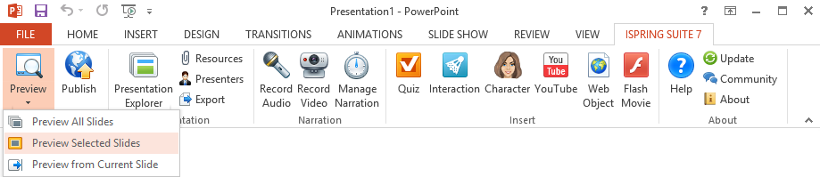 Previewing a Presentation