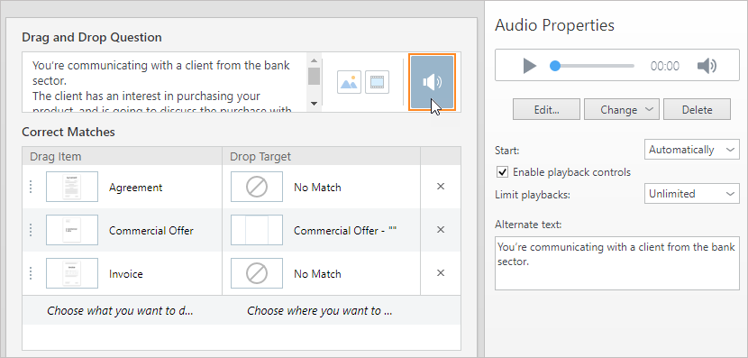 Adding and Recording Audio for Questions