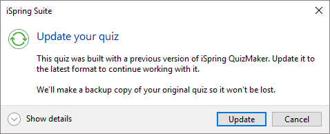 Updated Question Updating Quizzes Made with Earlier Versions